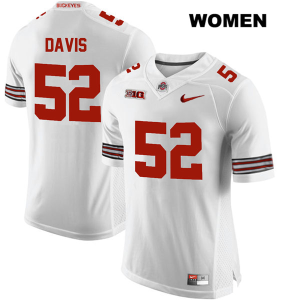 Ohio State Buckeyes Women's Wyatt Davis #52 White Authentic Nike College NCAA Stitched Football Jersey TQ19N86LB